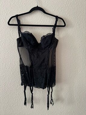 Black Lace Bustier Camisole with Garters